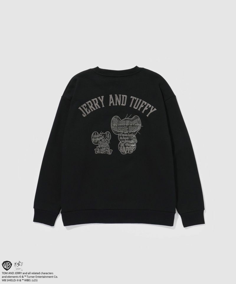 Tom and Jerry ジェリー タフィー 合皮刺繍トレーナー メンズ商品画像-1