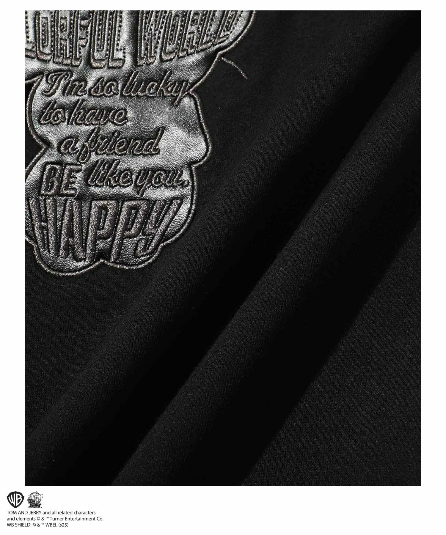 Tom and Jerry ジェリー タフィー 合皮刺繍トレーナー メンズ