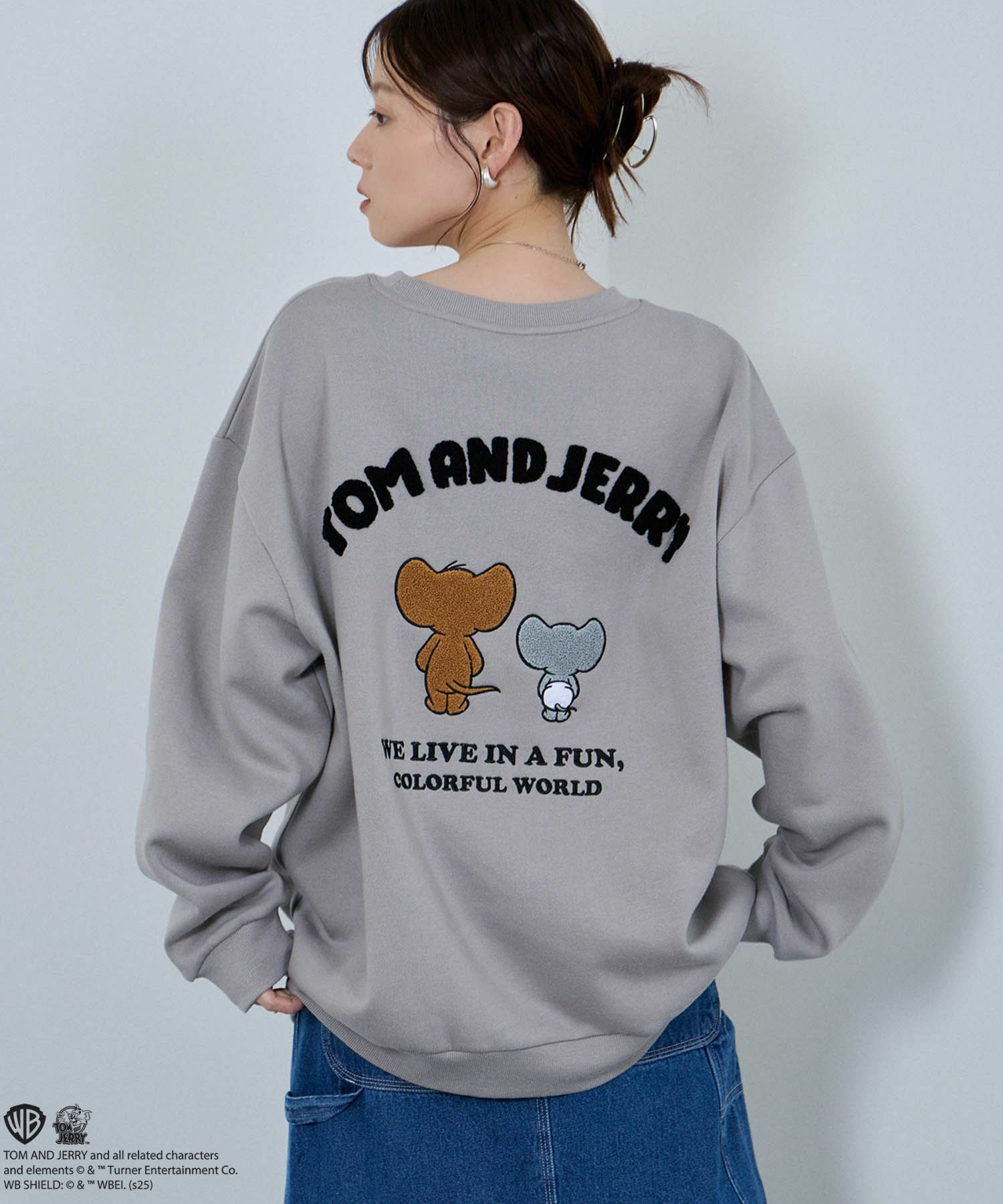 Tom and Jerry ジェリー タフィー サガラ刺繍トレーナー メンズ商品サムネイル-1