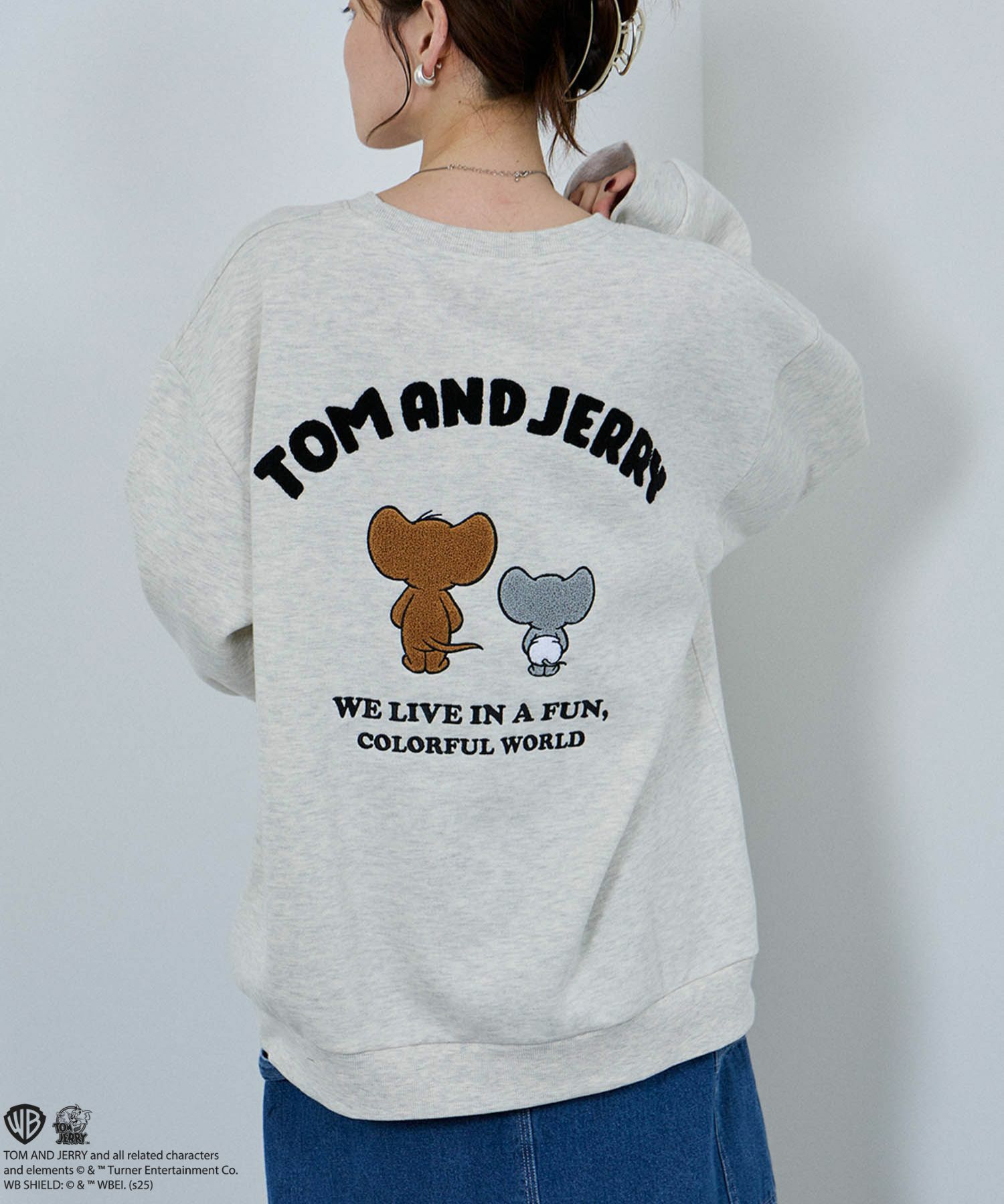 Tom and Jerry ジェリー タフィー サガラ刺繍トレーナー メンズ