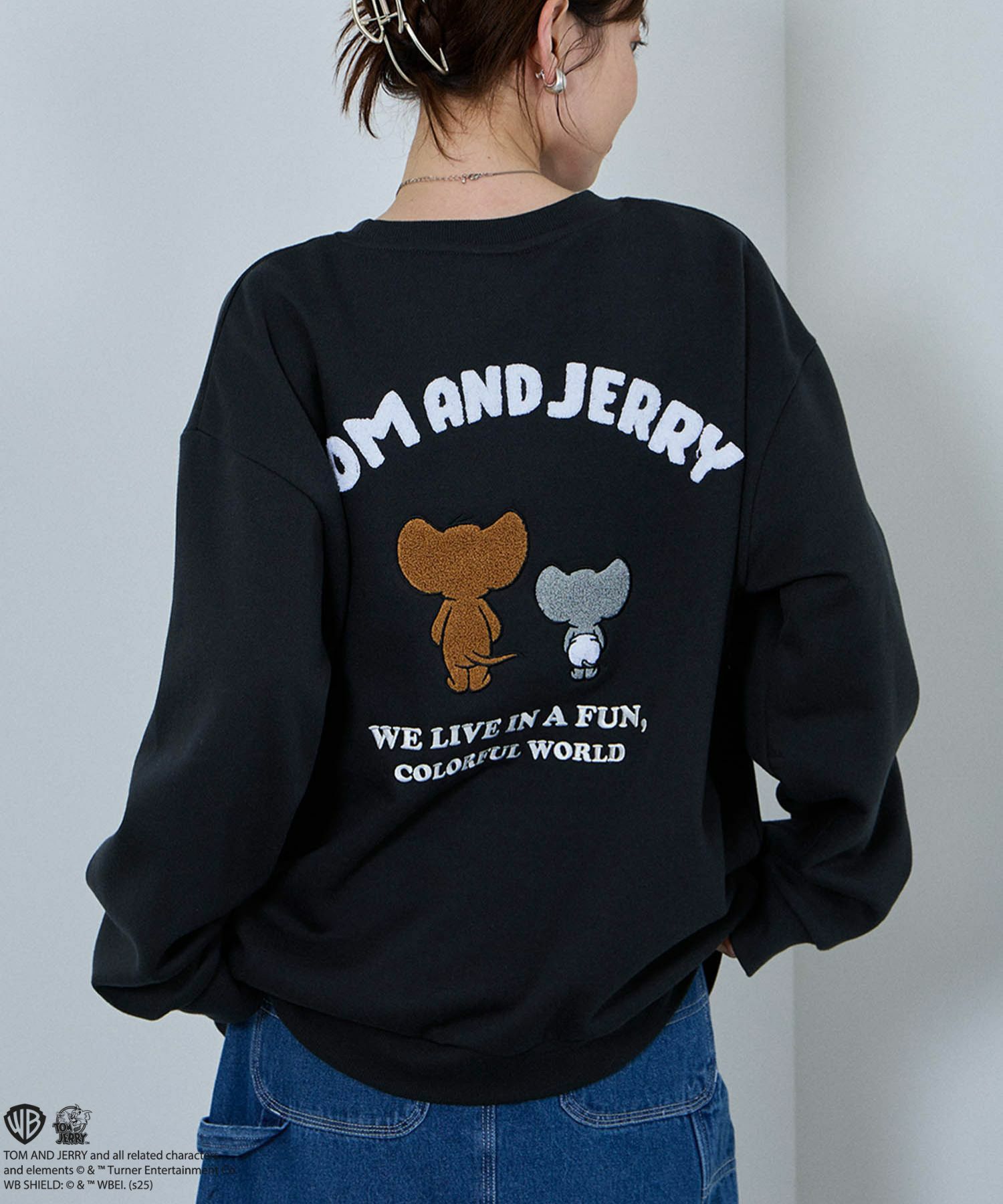 Tom and Jerry ジェリー タフィー サガラ刺繍トレーナー メンズ