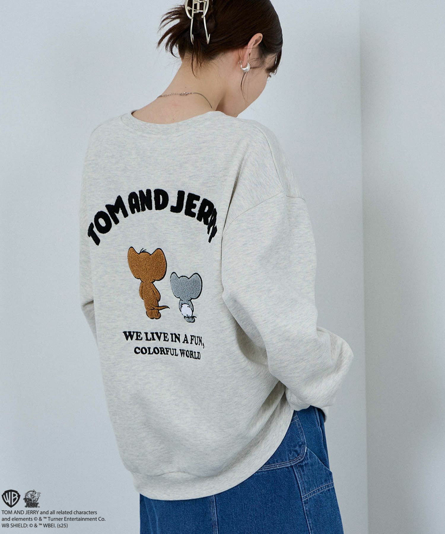 Tom and Jerry ジェリー タフィー サガラ刺繍トレーナー メンズ