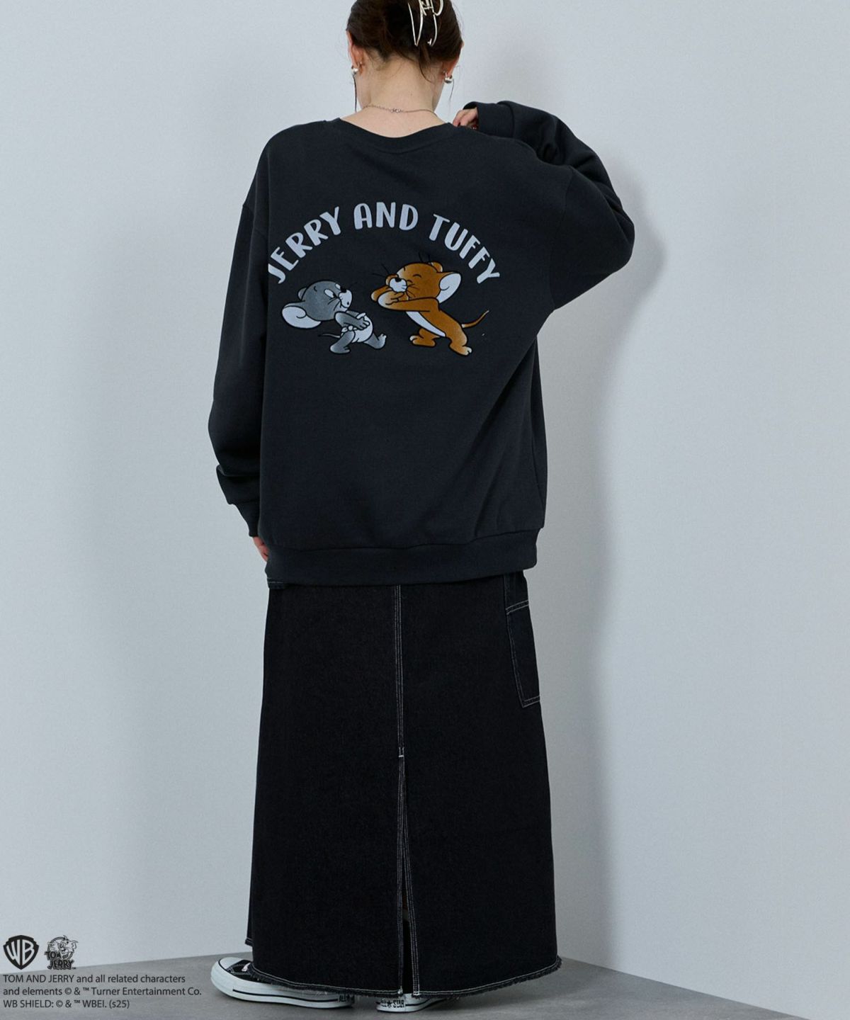Tom and Jerry ジェリー タフィー フロッキートレーナー メンズ