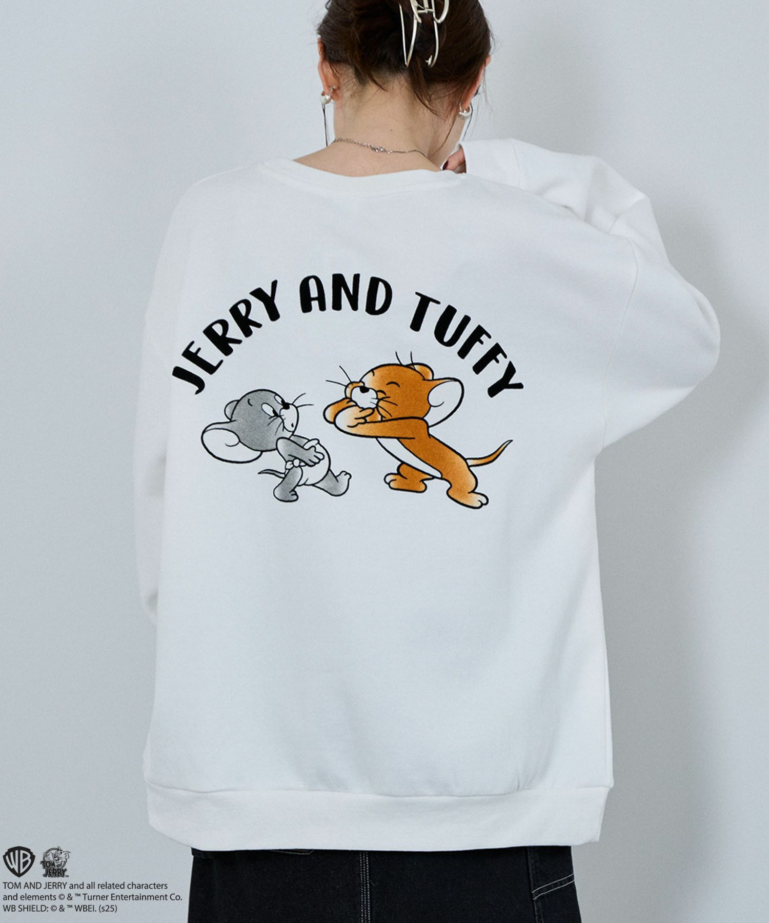 Tom and Jerry ジェリー タフィー フロッキートレーナー メンズ商品画像-8