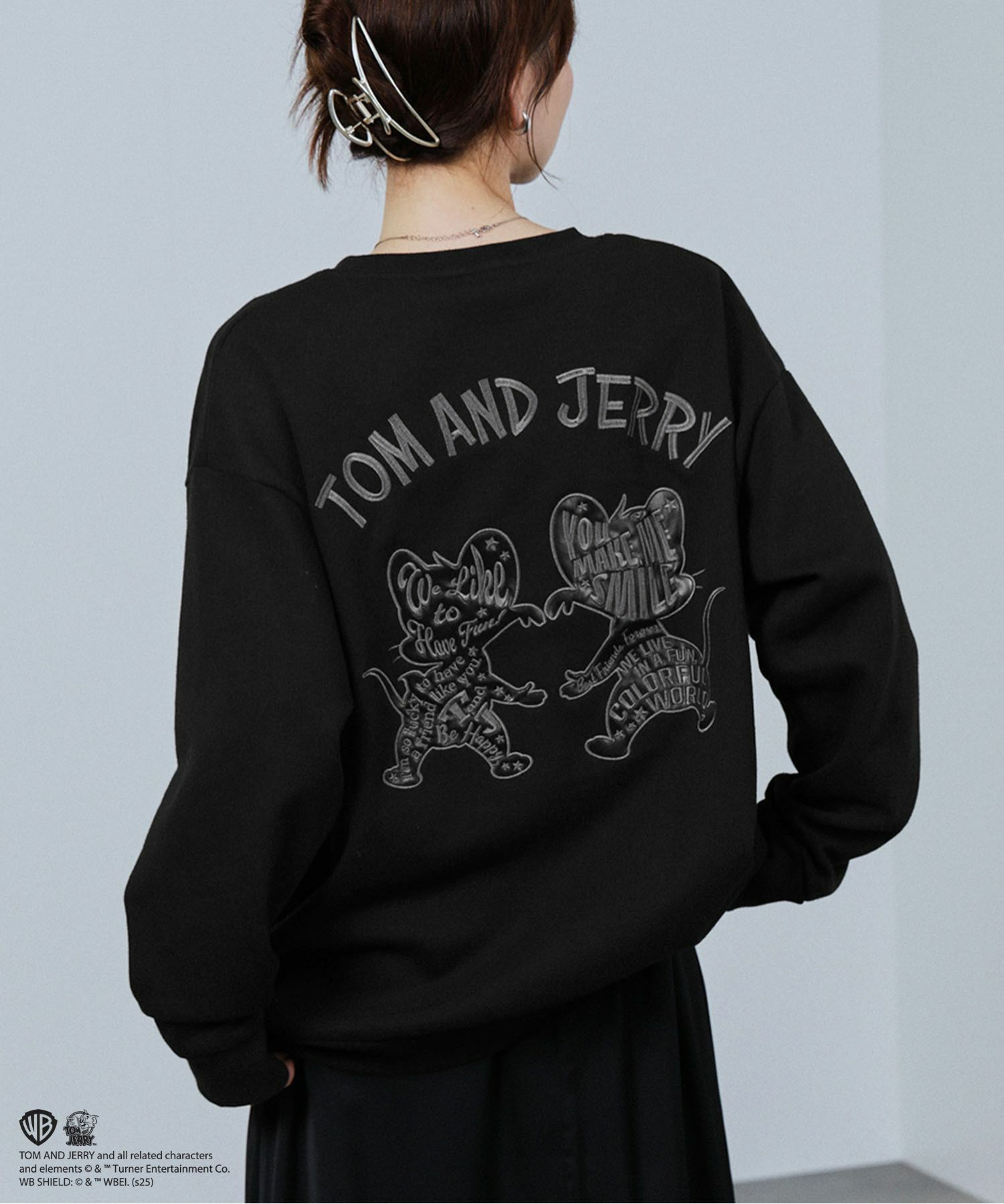 Tom and Jerry ジェリー タフィー 合皮トレーナー メンズ商品画像-1