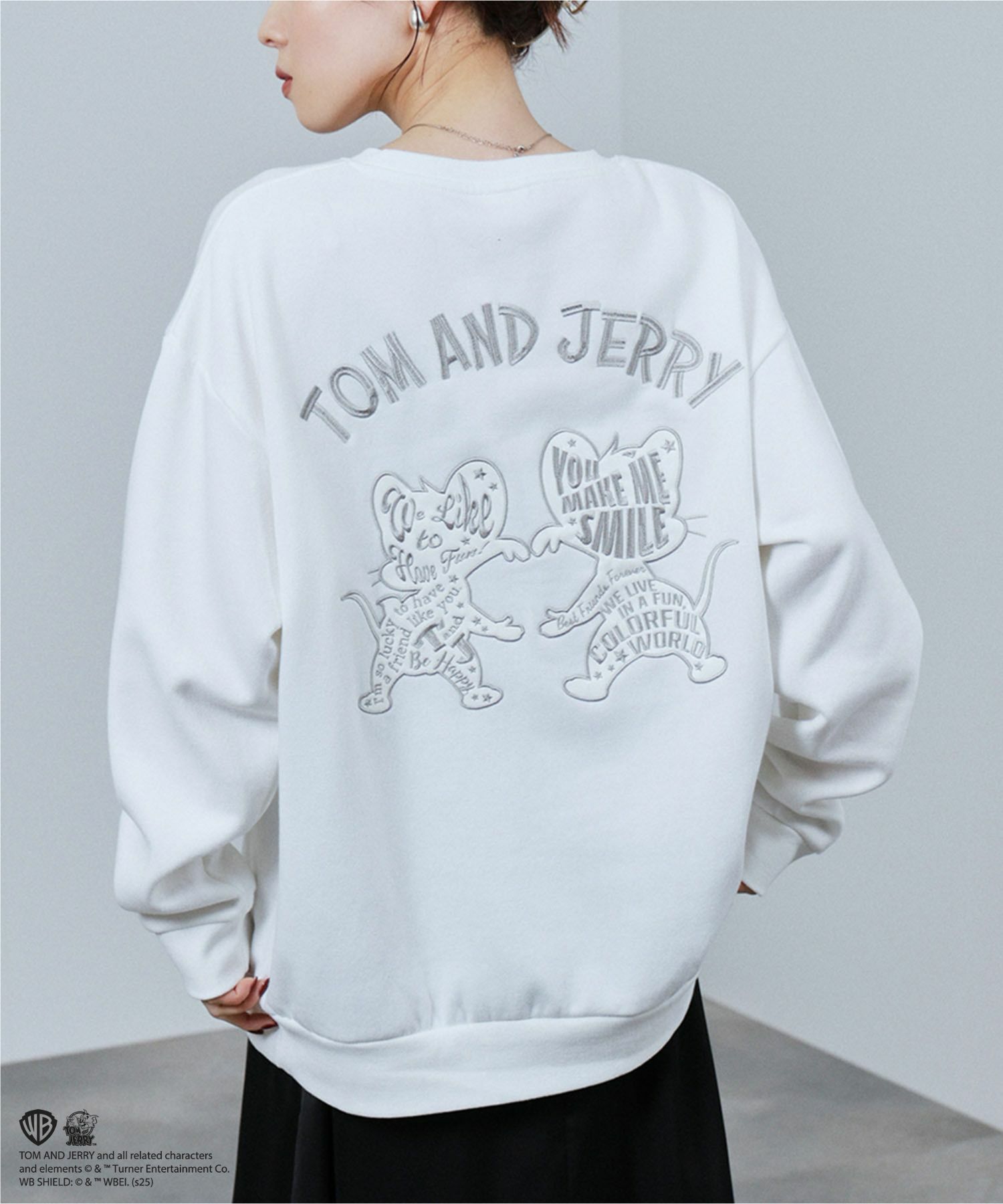 Tom and Jerry ジェリー タフィー 合皮トレーナー メンズ商品画像-2