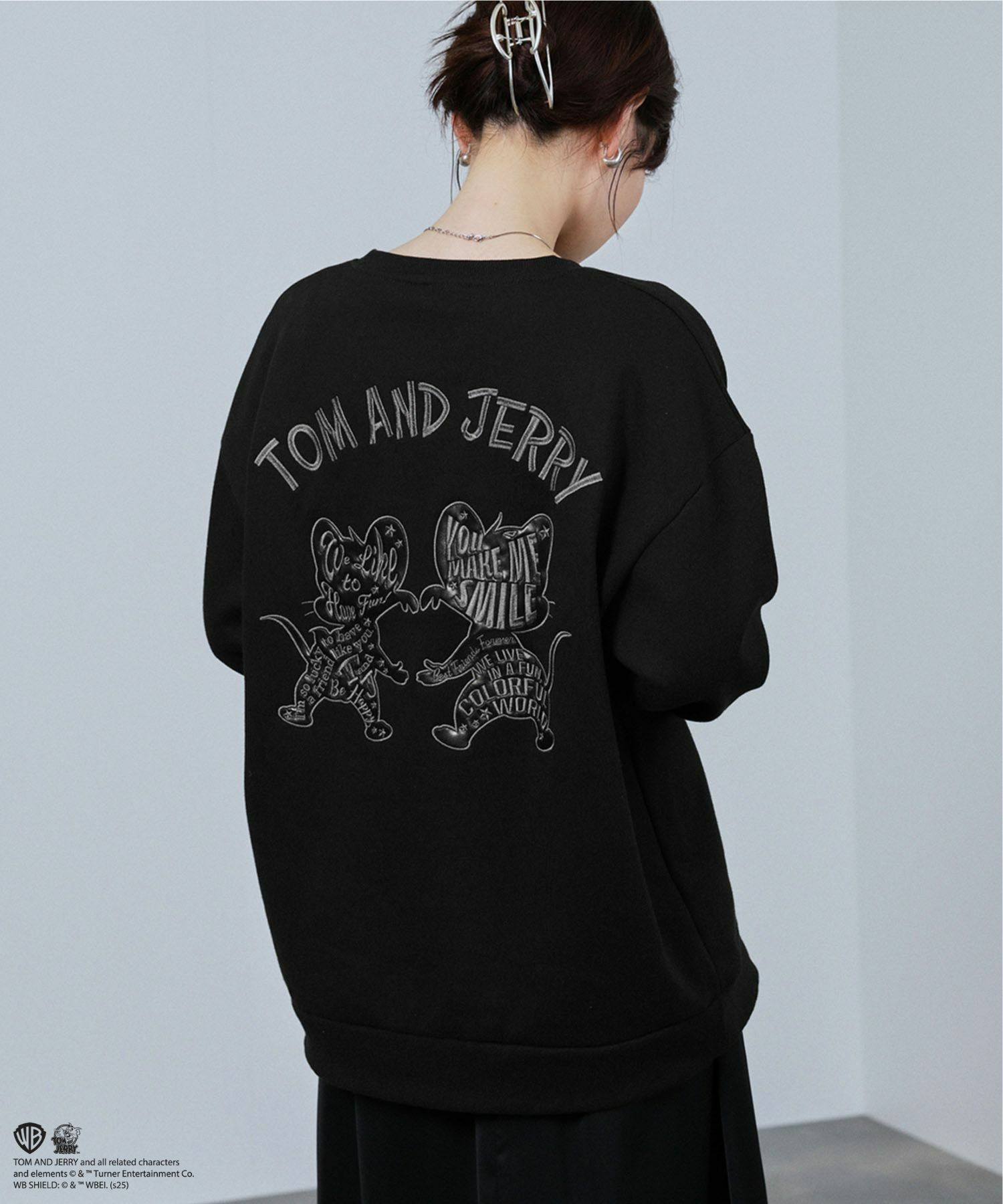 Tom and Jerry ジェリー タフィー 合皮トレーナー メンズ商品画像-6
