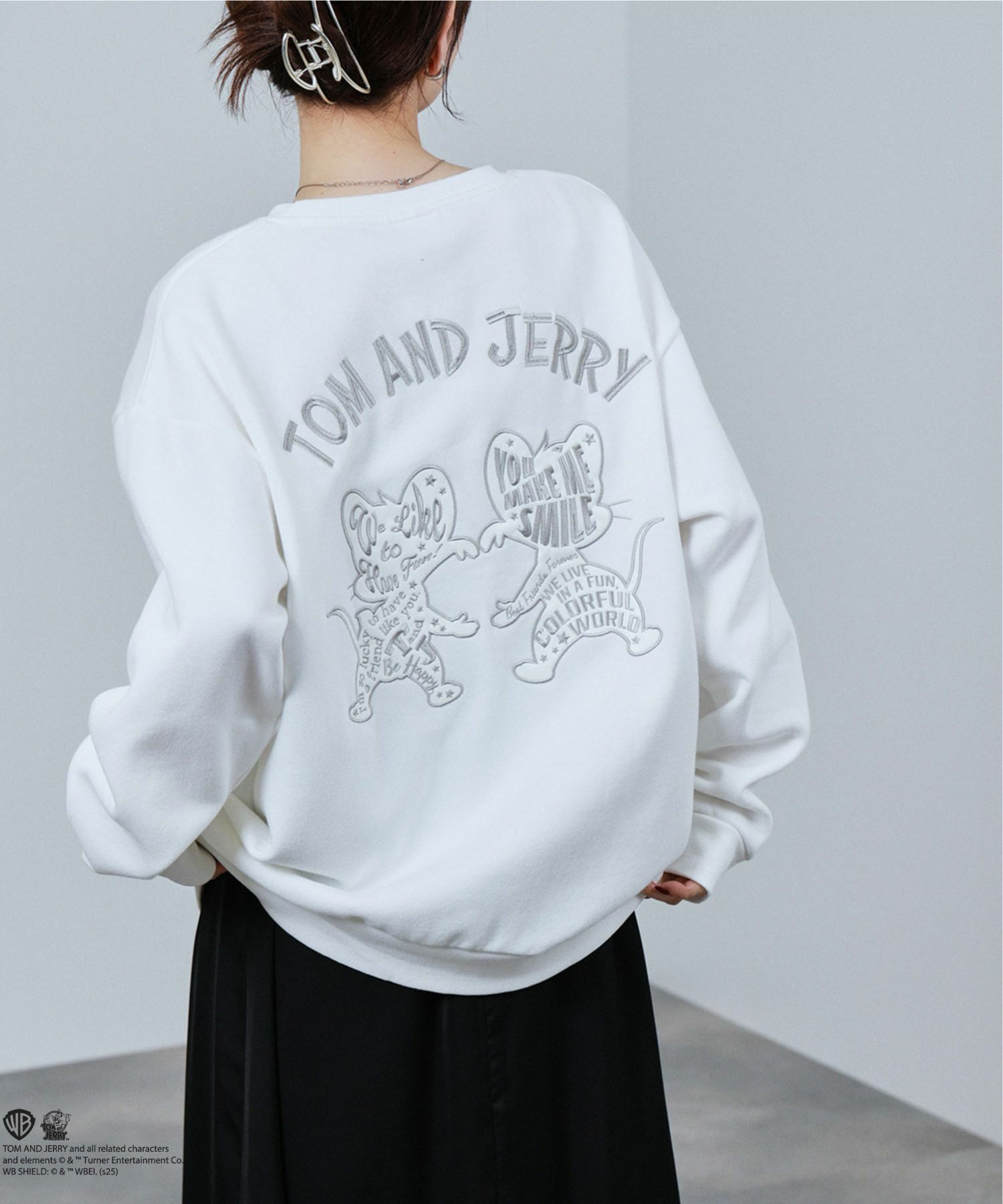 Tom and Jerry ジェリー タフィー 合皮トレーナー メンズ商品画像-10