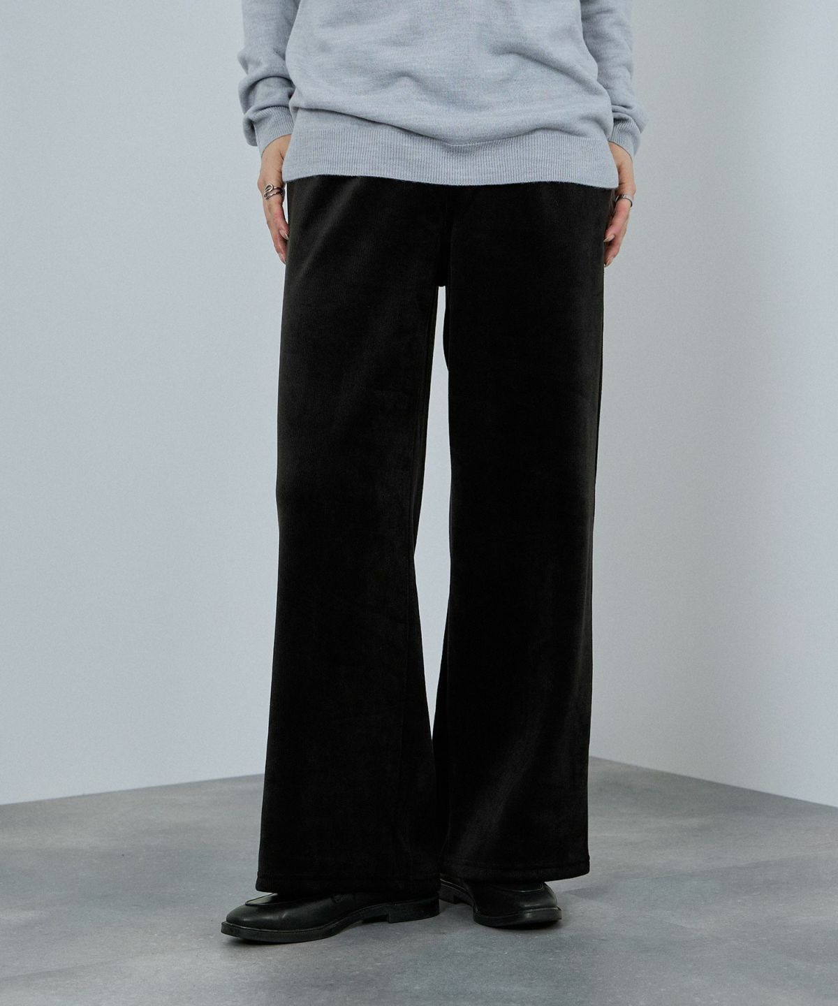 nAvy MAC HEAT コーデュロイ裏ベロアワイドパンツ レディース