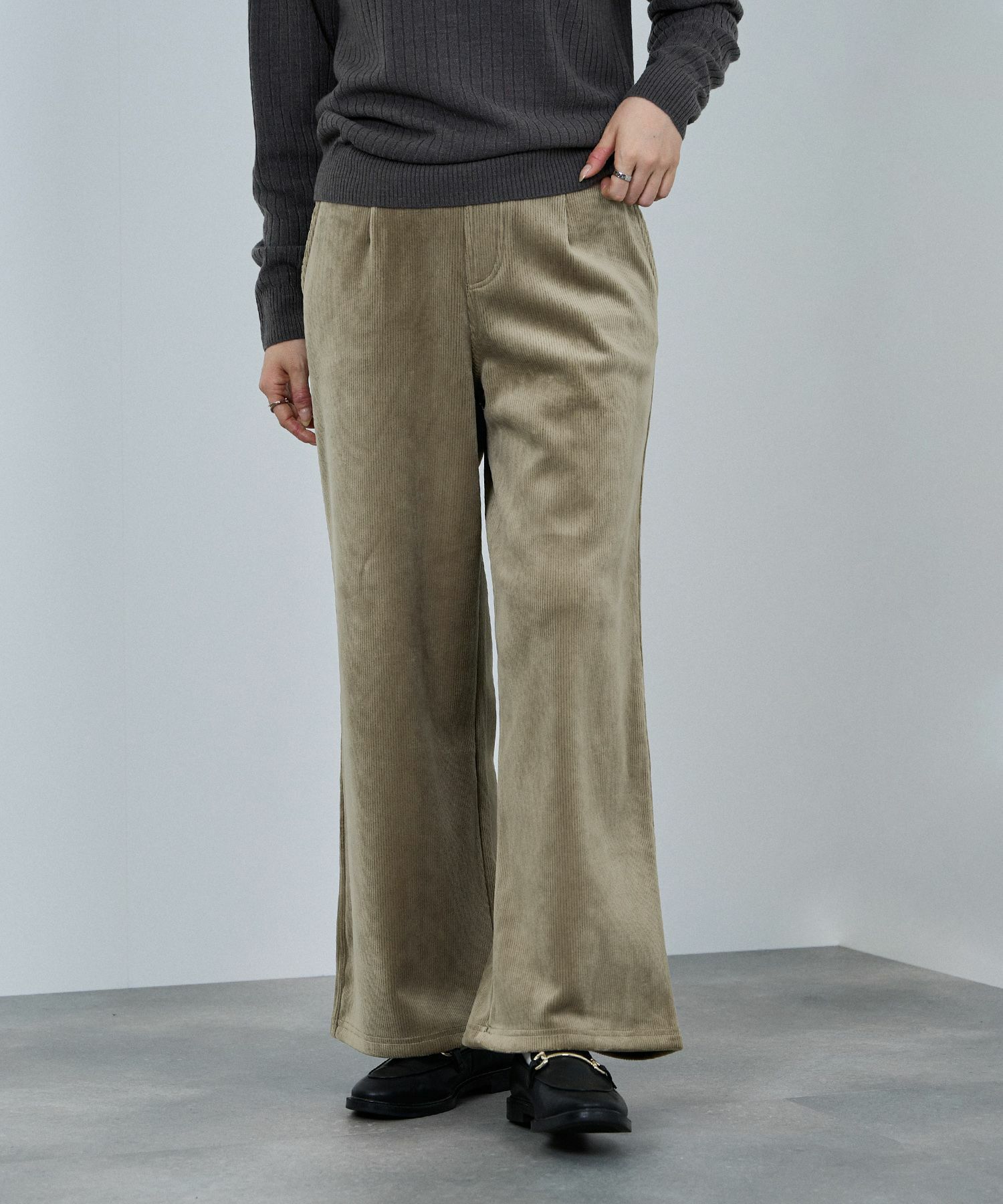 nAvy  MAC HEAT コーデュロイ裏ベロアワイドパンツ レディース商品画像-3