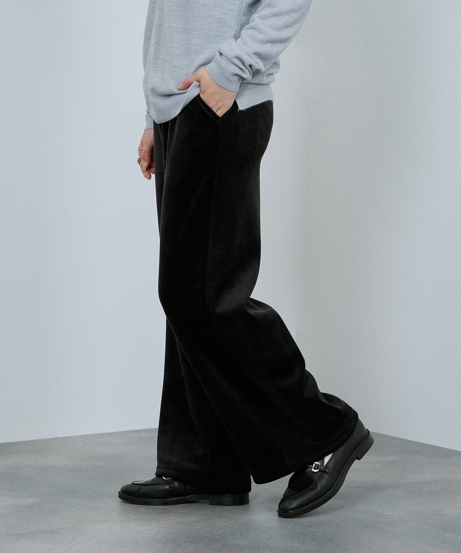 nAvy MAC HEAT コーデュロイ裏ベロアワイドパンツ レディース