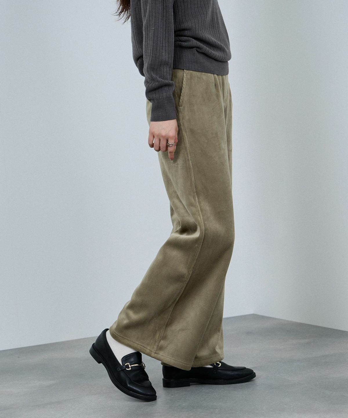 nAvy MAC HEAT コーデュロイ裏ベロアワイドパンツ レディース