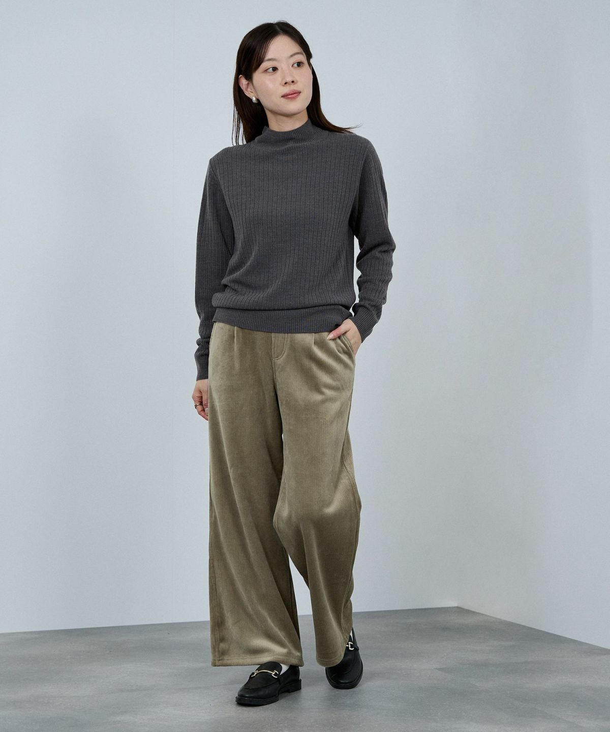 nAvy MAC HEAT コーデュロイ裏ベロアワイドパンツ レディース