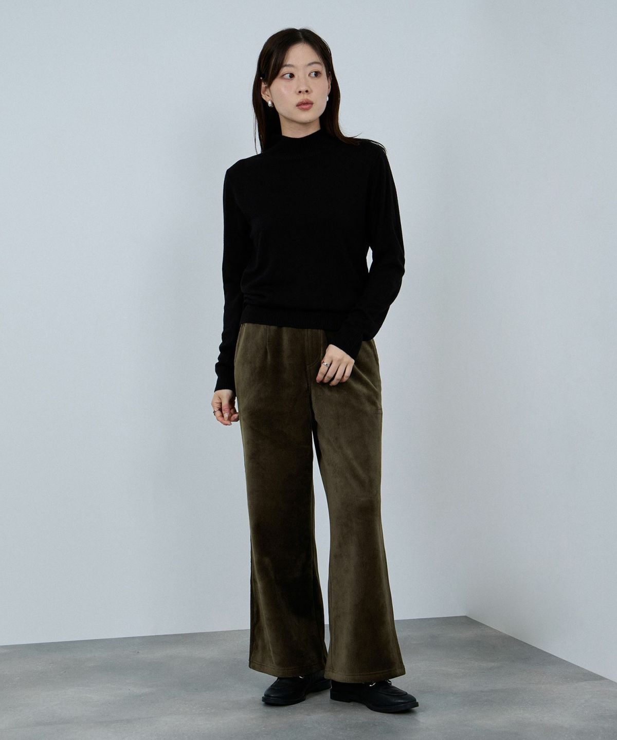 nAvy MAC HEAT コーデュロイ裏ベロアワイドパンツ レディース