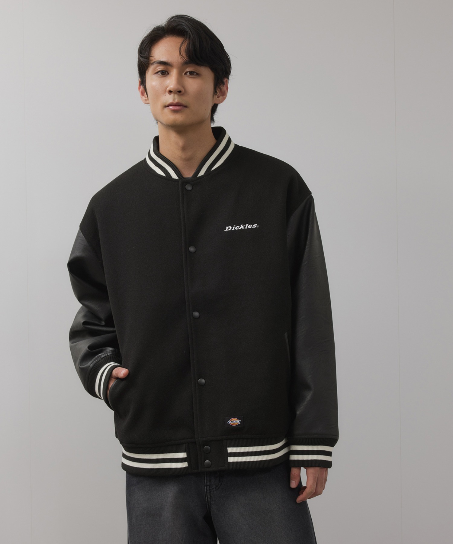 Dickies/ディッキーズ ロゴ刺繍 合成皮革切替 スタジアムジャンパー商品サムネイル-7