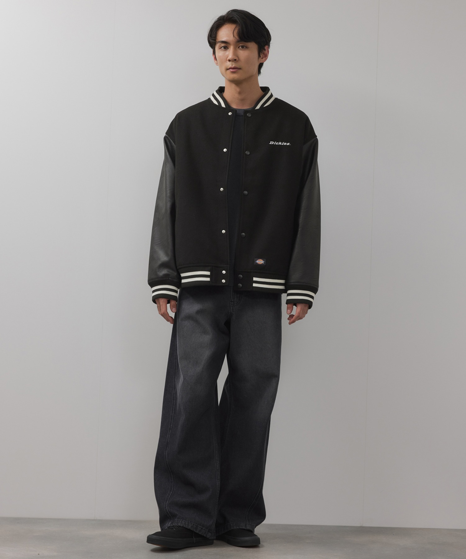 [値下げ]Dickies/ディッキーズ ロゴ刺繍 合成皮革切替 スタジアムジャンパー商品画像-9