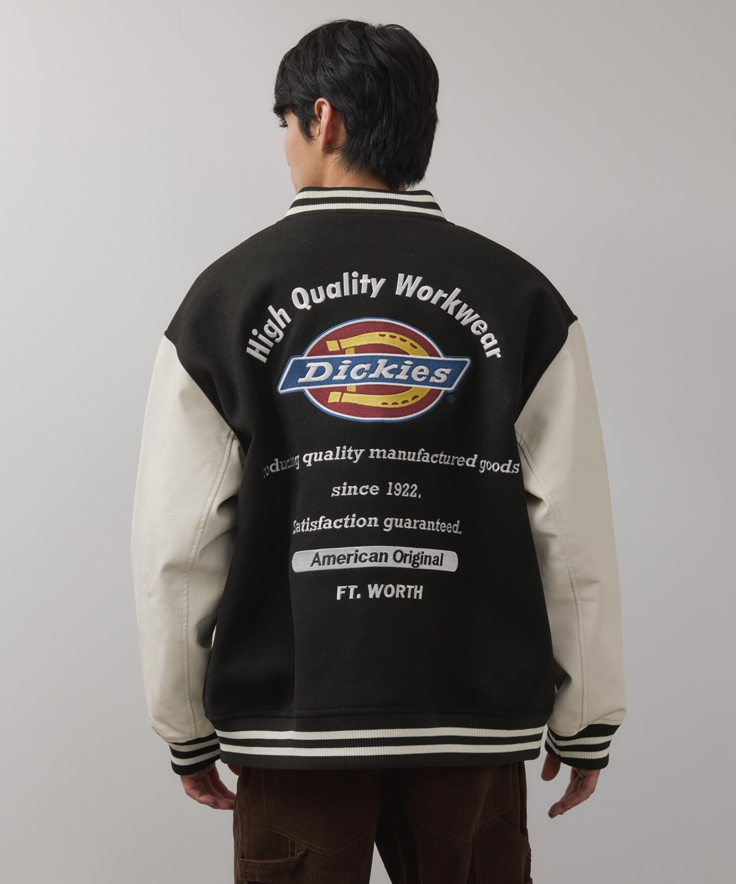 Dickies/ディッキーズ ロゴ刺繍 合成皮革切替 スタジアムジャンパー商品画像-11