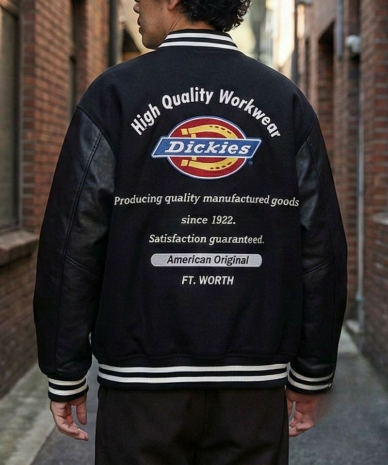 Dickies/ディッキーズ ロゴ刺繍 合成皮革切替 スタジアムジャンパー商品画像-12