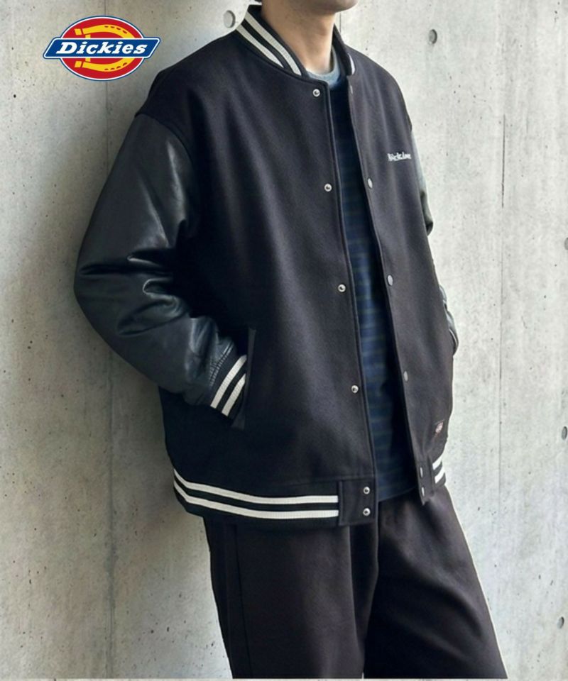 Dickies/ディッキーズ ロゴ刺繍 合成皮革切替 スタジアムジャンパー商品画像-14