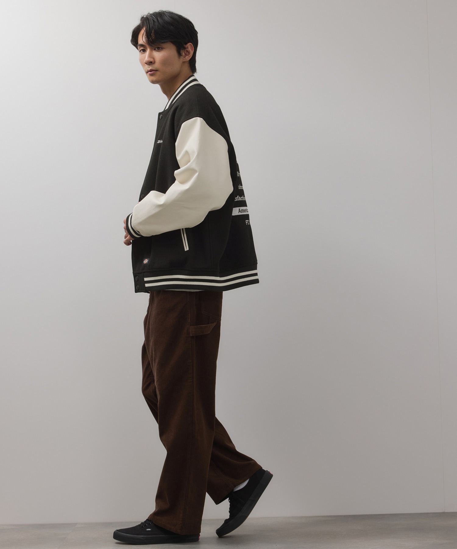 [値下げ]Dickies/ディッキーズ ロゴ刺繍 合成皮革切替 スタジアムジャンパー商品画像-16