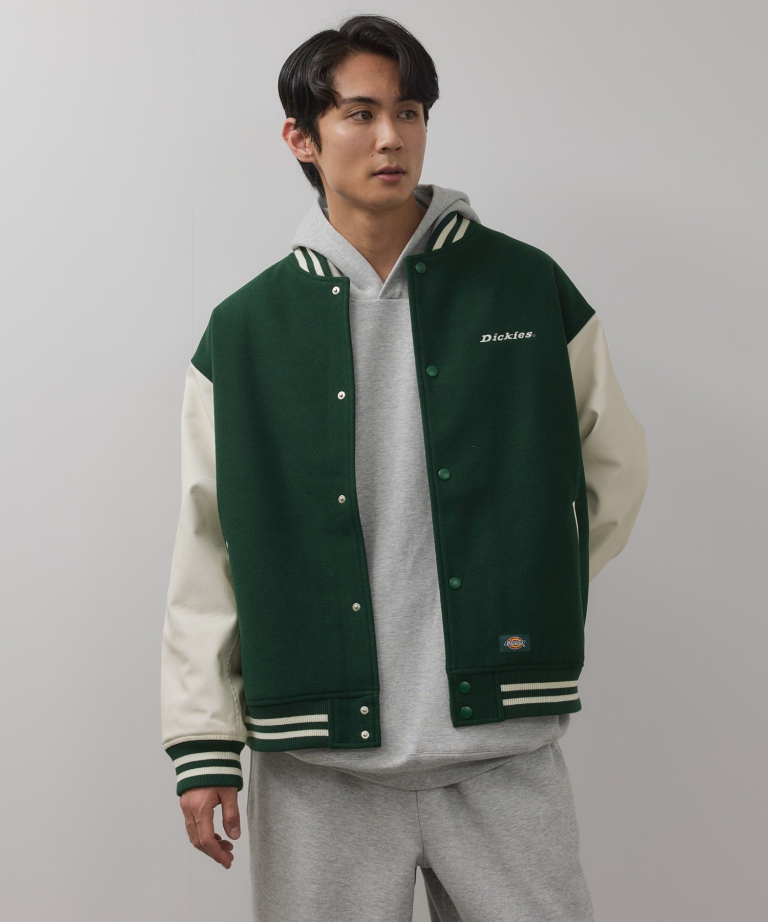 Dickies/ディッキーズ ロゴ刺繍 合成皮革切替 スタジアムジャンパー商品画像-17