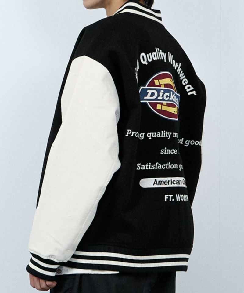 Dickies/ディッキーズ ロゴ刺繍 合成皮革切替 スタジアムジャンパー商品画像-18