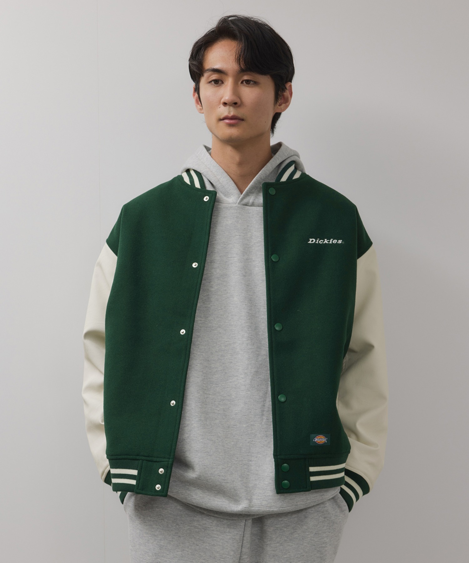 [値下げ]Dickies/ディッキーズ ロゴ刺繍 合成皮革切替 スタジアムジャンパー商品画像-19