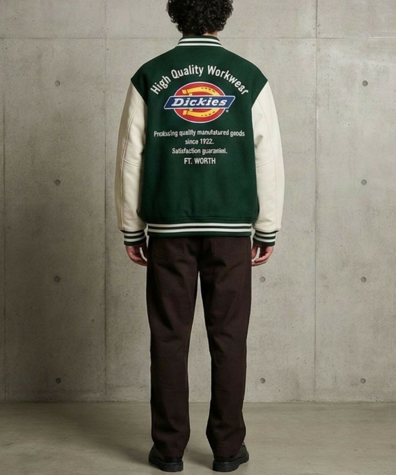 Dickies/ディッキーズ ロゴ刺繍 合成皮革切替 スタジアムジャンパー商品画像-28
