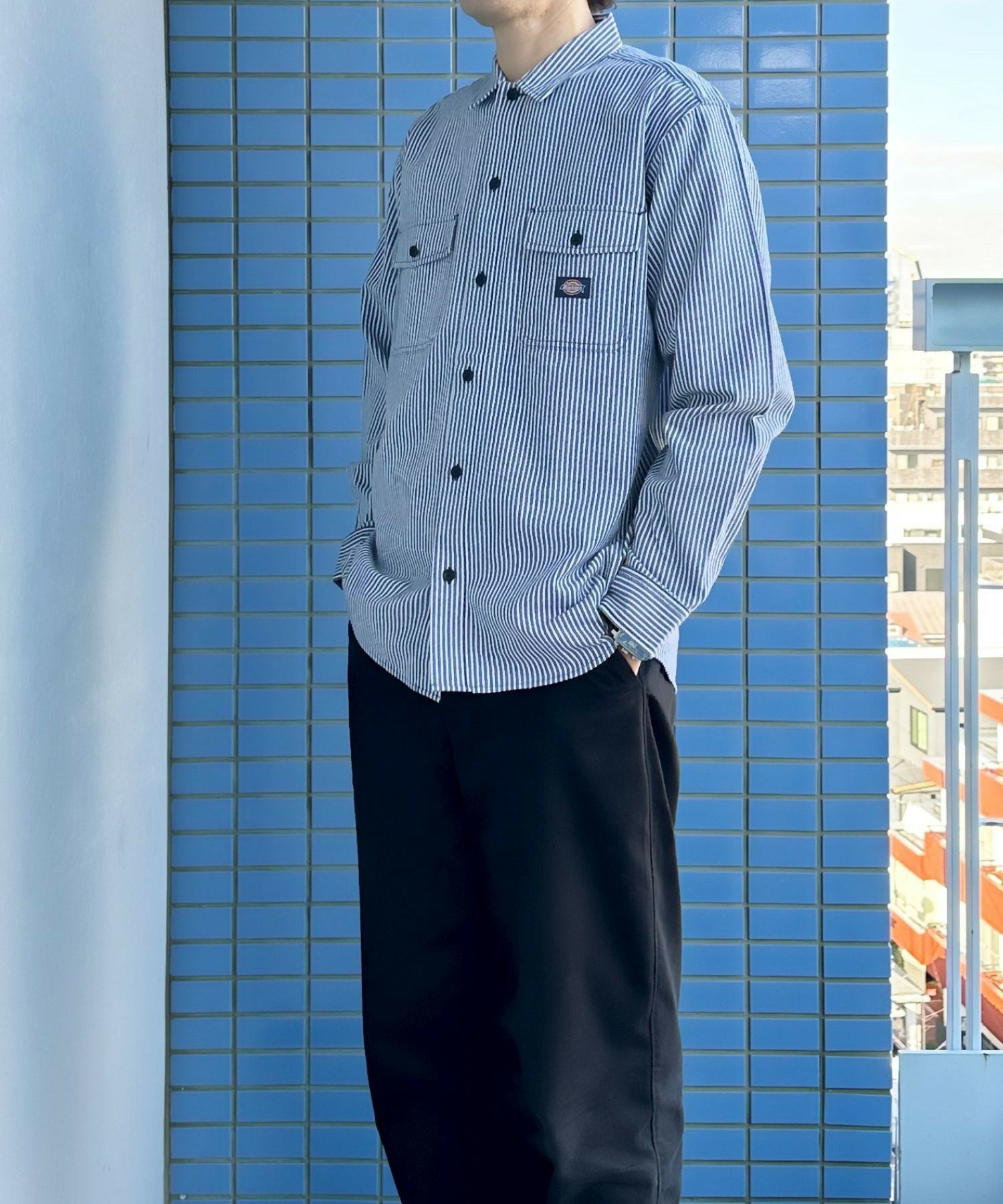 Dickies ストライプワークシャツ メンズ