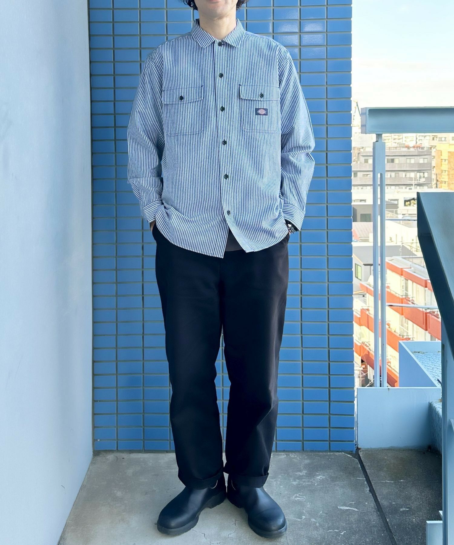 Dickies ストライプワークシャツ メンズ