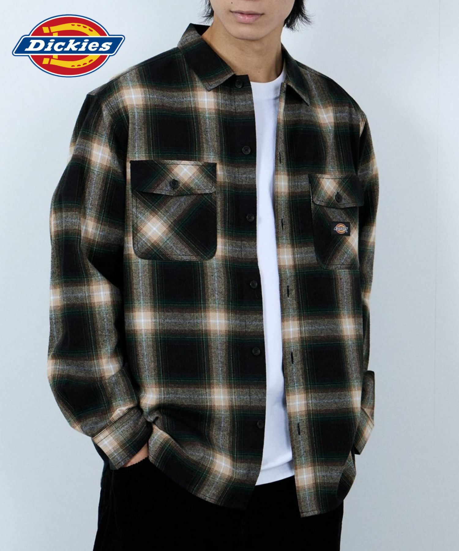 [値下げ]【別注】Dickies 100% Cotton Plaid Work Shirt Long Sleeve Unisex 綿100%チェック柄ワークシャツ ユニセックス メンズ商品画像-1