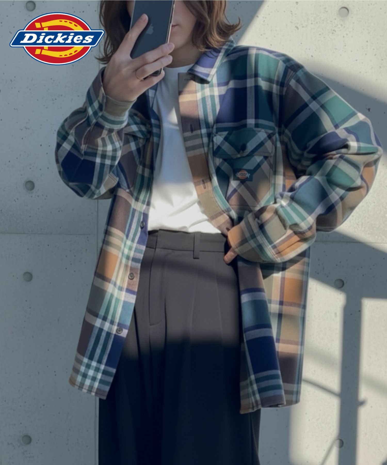 【別注】Dickies 100% Cotton Plaid Work Shirt Long Sleeve Unisex 綿100%チェック柄ワークシャツ ユニセックス メンズ商品サムネイル-2