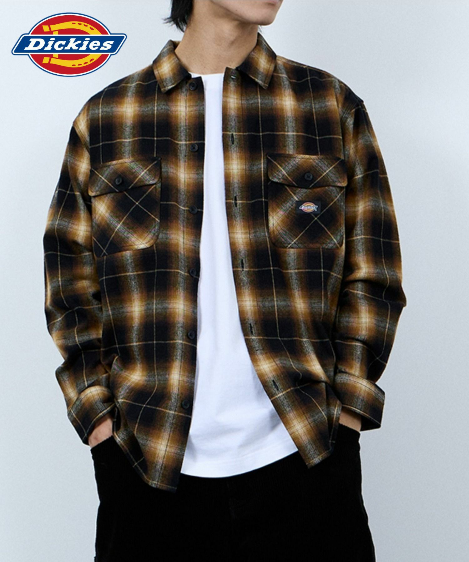 【別注】Dickies 100% Cotton Plaid Work Shirt Long Sleeve Unisex 綿100%チェック柄ワークシャツ ユニセックス メンズ商品画像-3