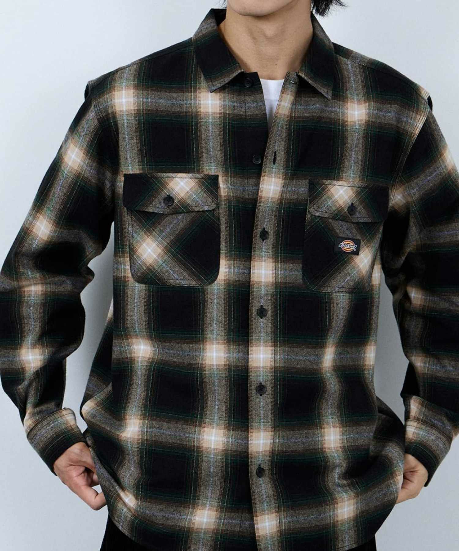 [値下げ]【別注】Dickies 100% Cotton Plaid Work Shirt Long Sleeve Unisex 綿100%チェック柄ワークシャツ ユニセックス メンズ商品画像-5
