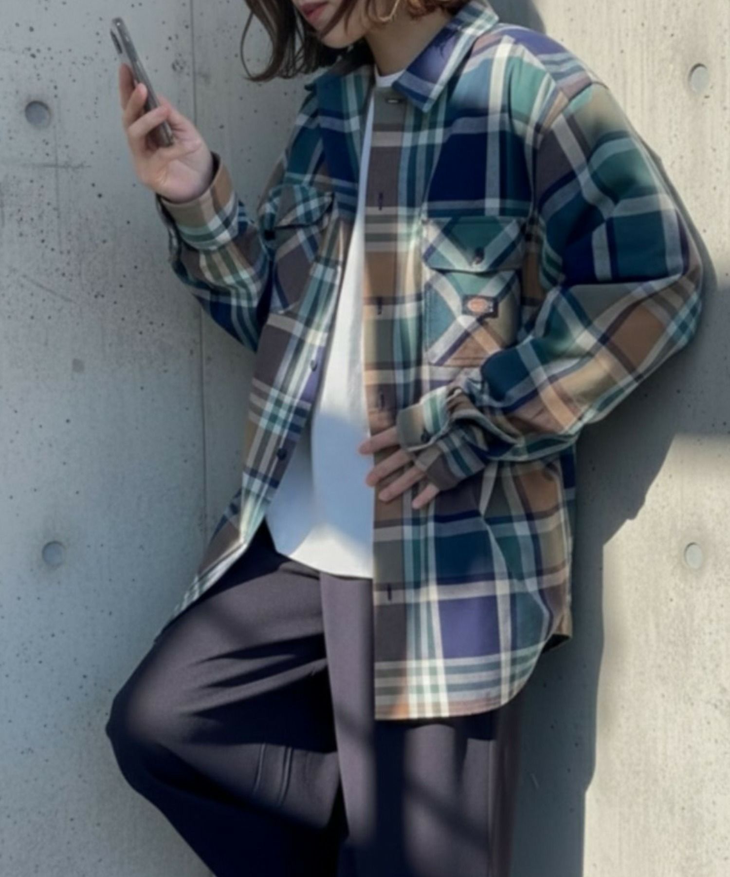 【別注】Dickies 100% Cotton Plaid Work Shirt Long Sleeve Unisex 綿100%チェック柄ワークシャツ ユニセックス メンズ商品画像-9
