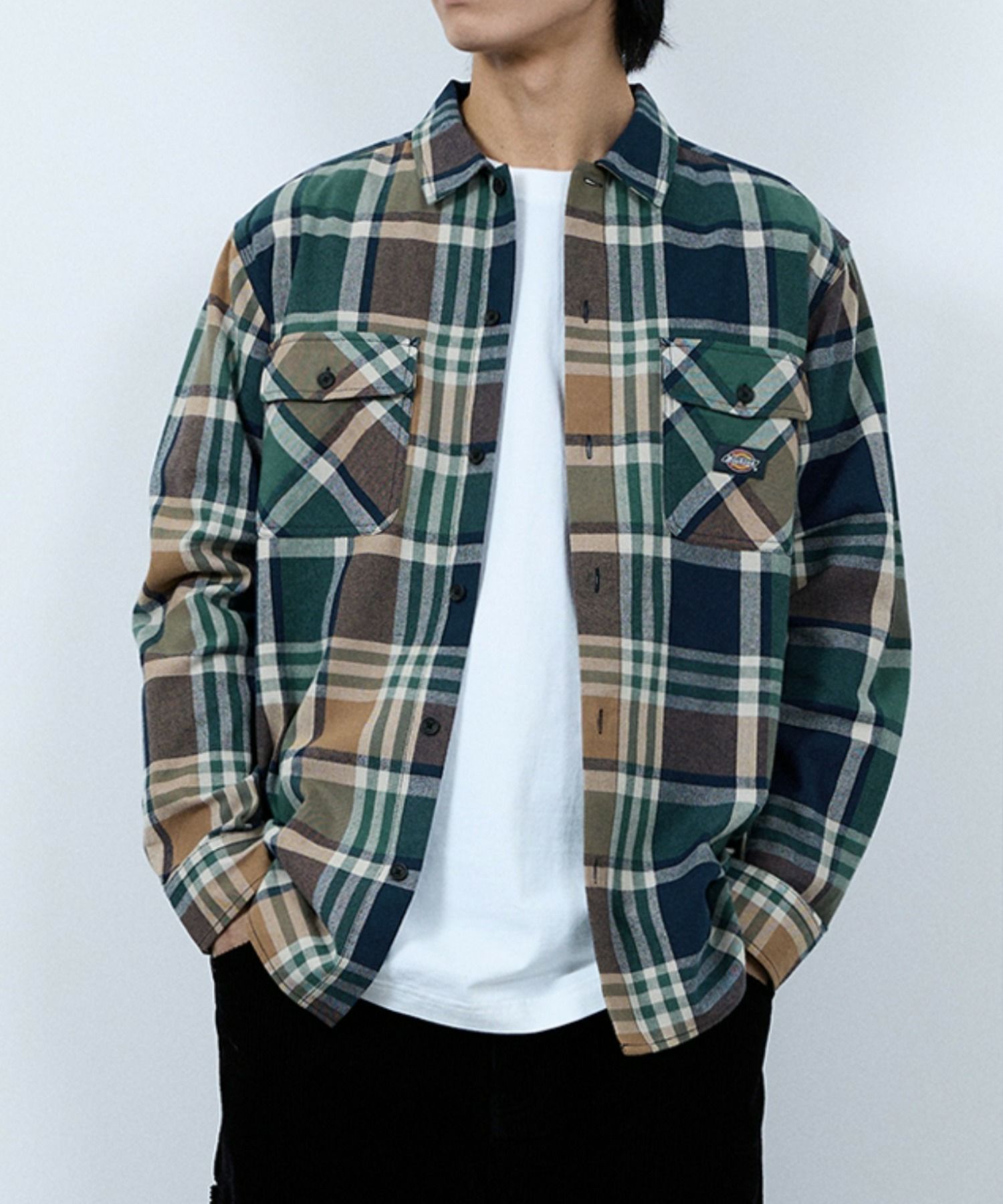 [値下げ]【別注】Dickies 100% Cotton Plaid Work Shirt Long Sleeve Unisex 綿100%チェック柄ワークシャツ ユニセックス メンズ商品画像-12
