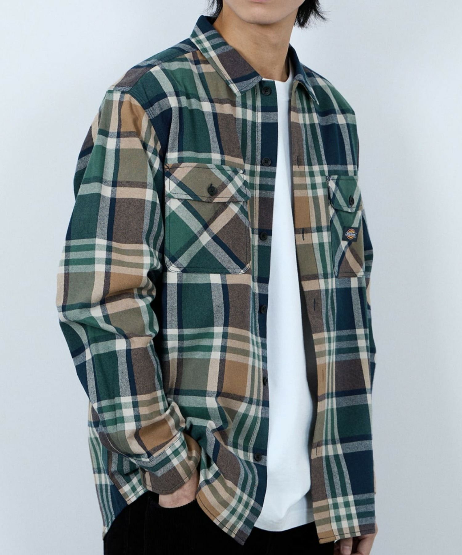 【別注】Dickies 100% Cotton Plaid Work Shirt Long Sleeve Unisex 綿100%チェック柄ワークシャツ ユニセックス メンズ商品画像-13