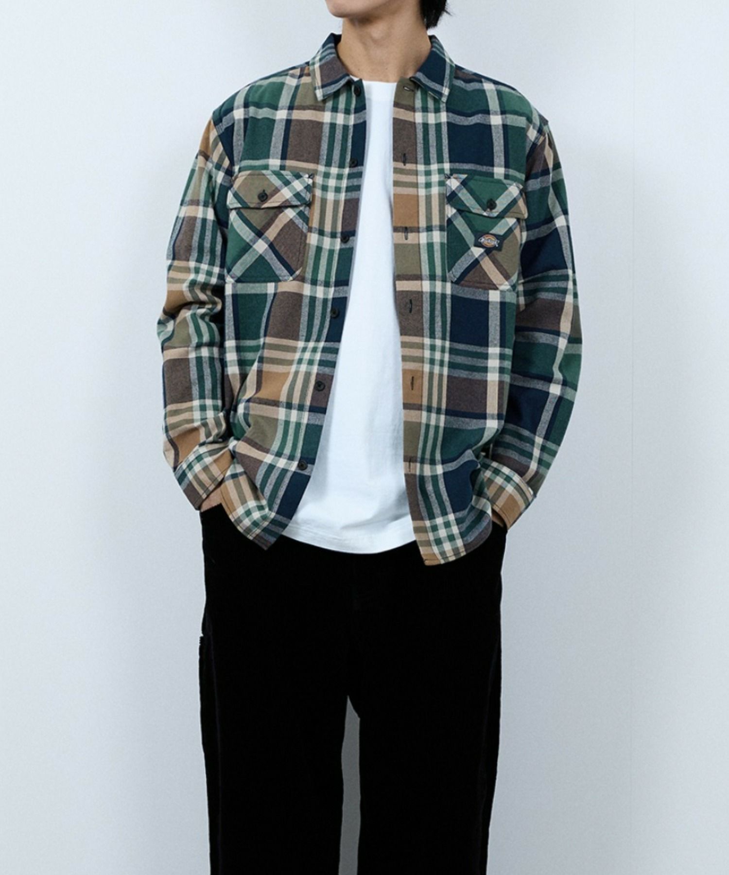 [値下げ]【別注】Dickies 100% Cotton Plaid Work Shirt Long Sleeve Unisex 綿100%チェック柄ワークシャツ ユニセックス メンズ商品画像-14