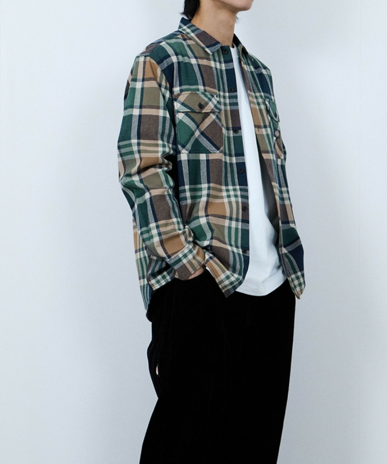 【別注】Dickies 100% Cotton Plaid Work Shirt Long Sleeve Unisex 綿100%チェック柄ワークシャツ ユニセックス メンズ商品画像-15
