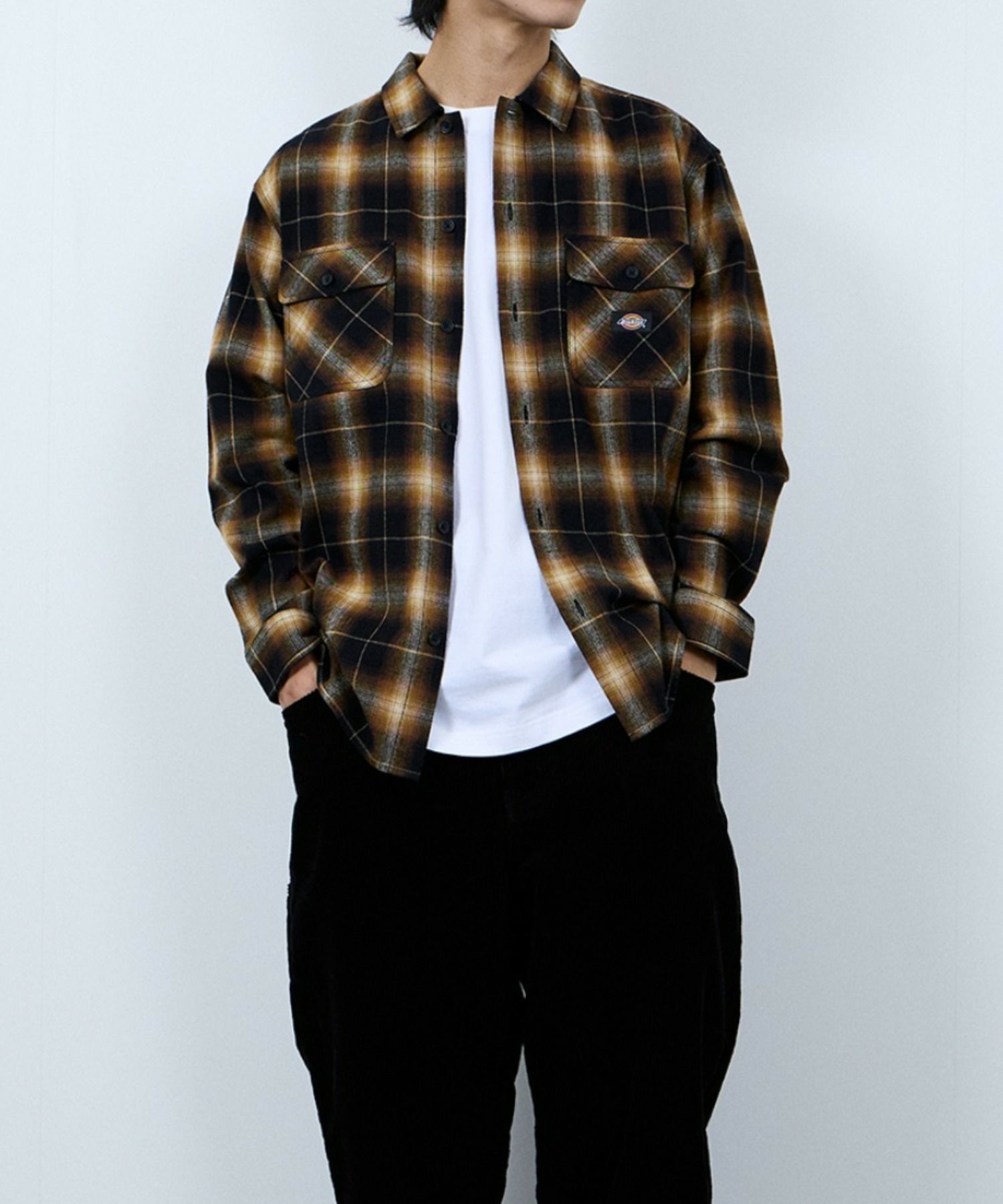 [値下げ]【別注】Dickies 100% Cotton Plaid Work Shirt Long Sleeve Unisex 綿100%チェック柄ワークシャツ ユニセックス メンズ商品画像-19