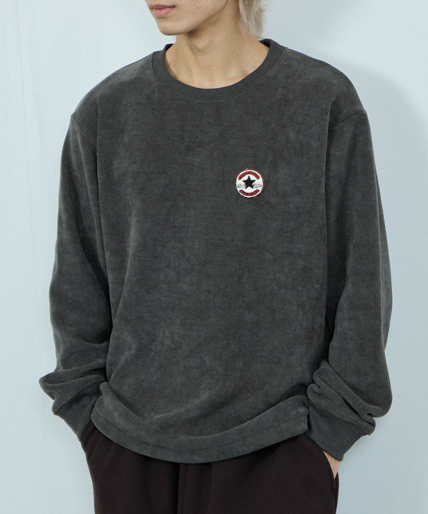 CONVERSE リブ裏ボアトレーナー メンズ