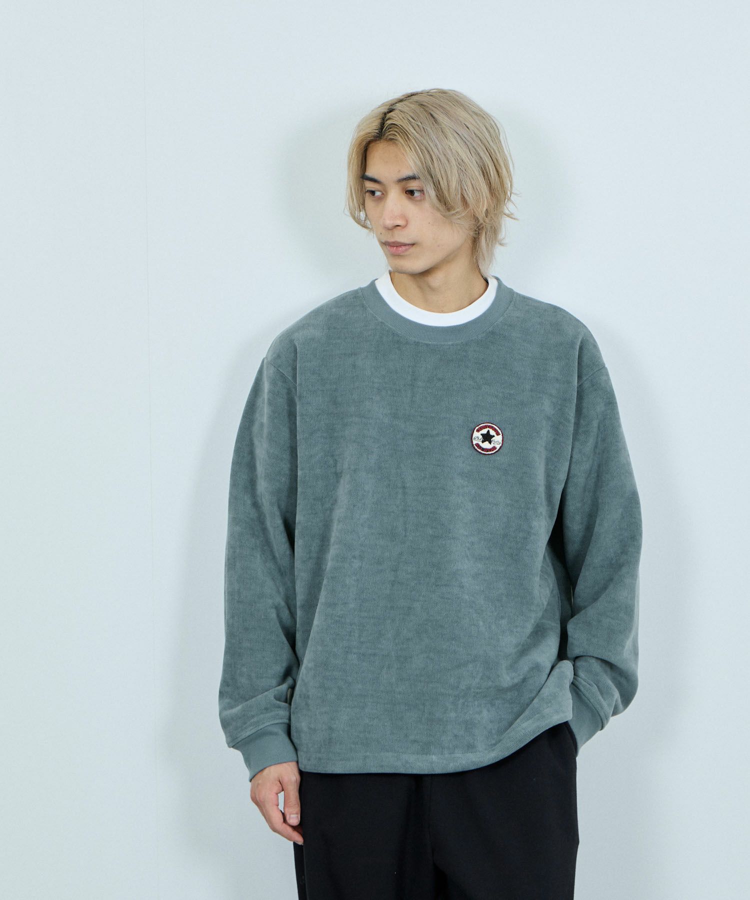 CONVERSE リブ裏ボアトレーナー メンズ