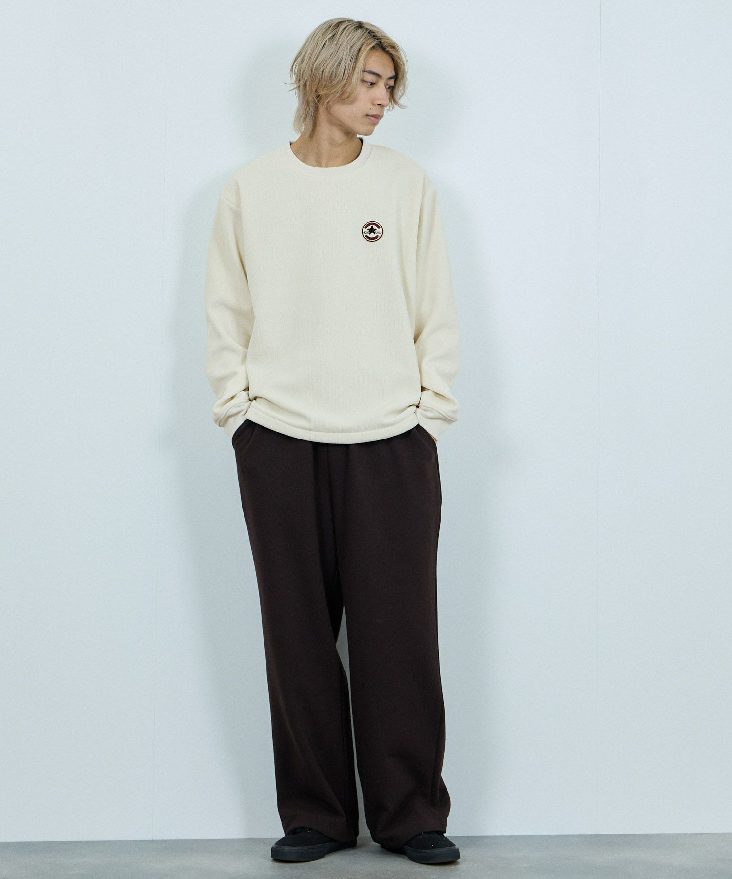 CONVERSE リブ裏ボアトレーナー メンズ