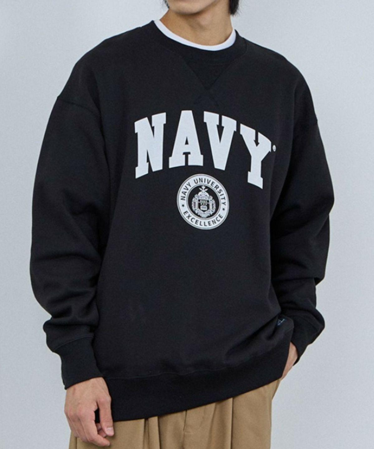 NAVY ウォッシュバルーントレーナー メンズ