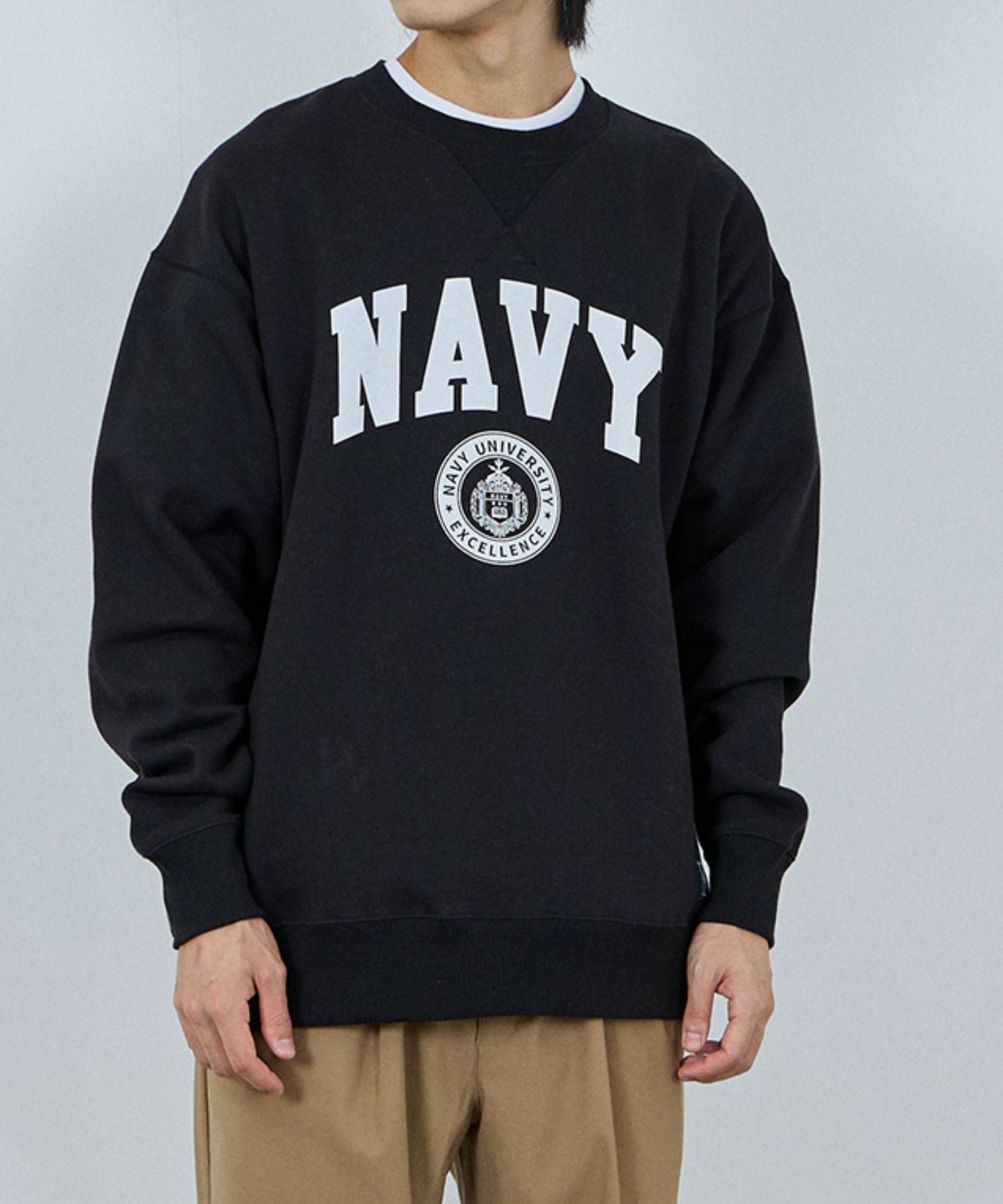 NAVY ウォッシュバルーントレーナー メンズ