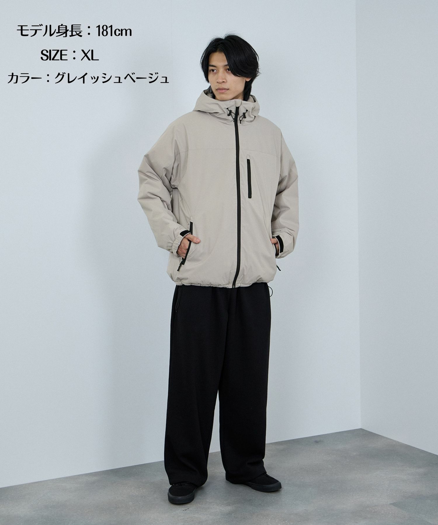 NAVY シャットアウター SOLOTEX(R)使用 裏シャギーフードジャケット メンズ