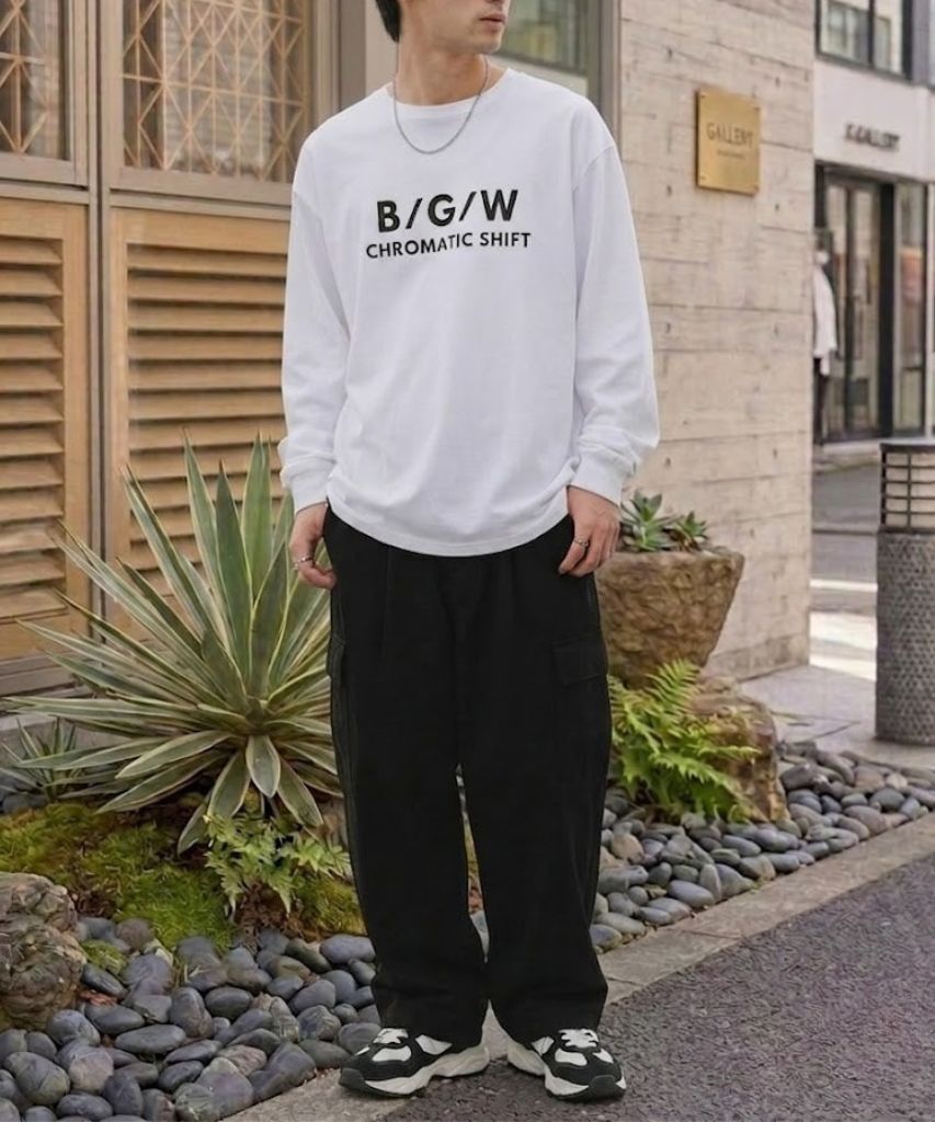  T-GRAPHICS ロゴデザイン長袖Tシャツ メンズ