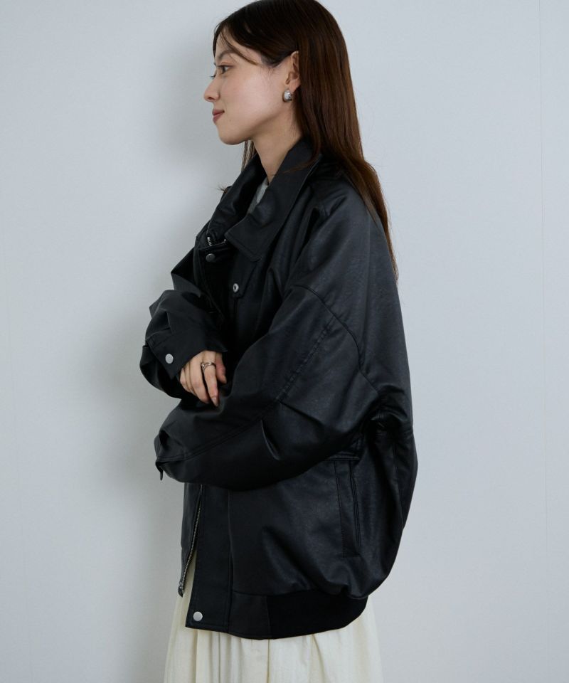 nAvy  レザー調ブルゾン レディース商品画像-3