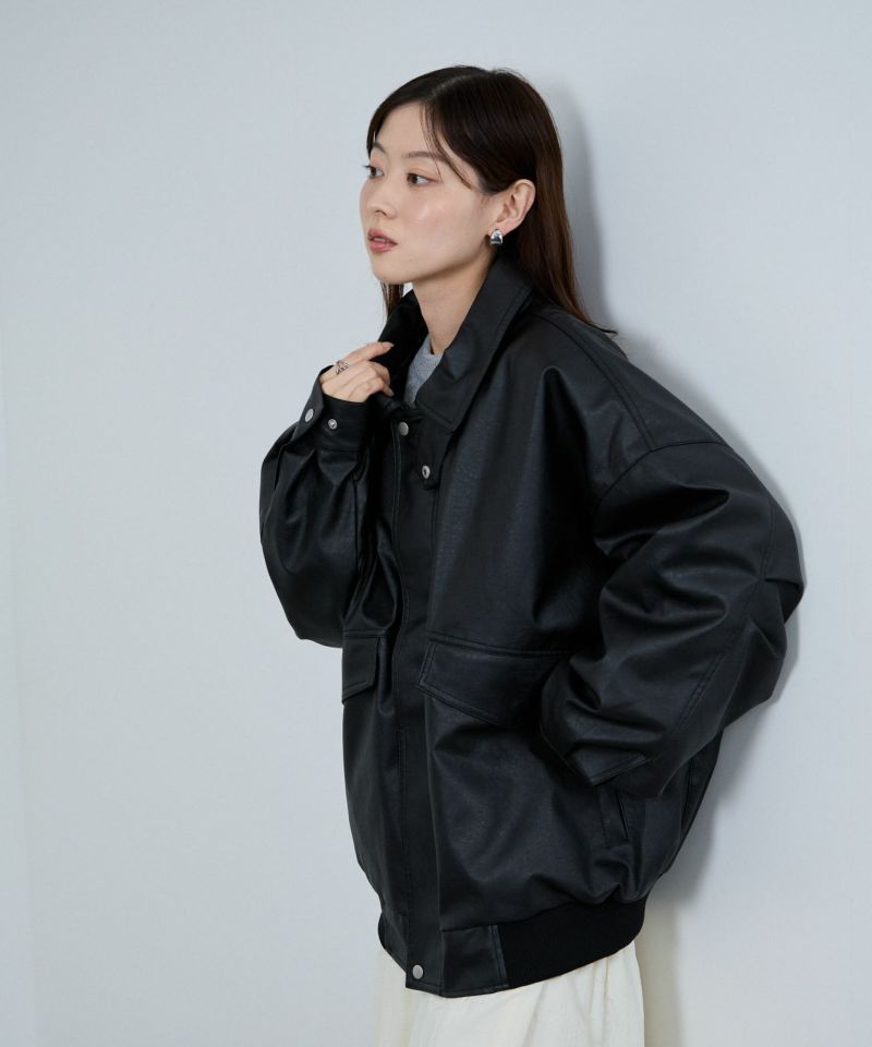nAvy レザー調ブルゾン レディース商品画像-6