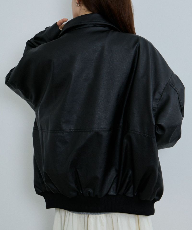 [値下げ]nAvy  レザー調ブルゾン レディース商品画像-8